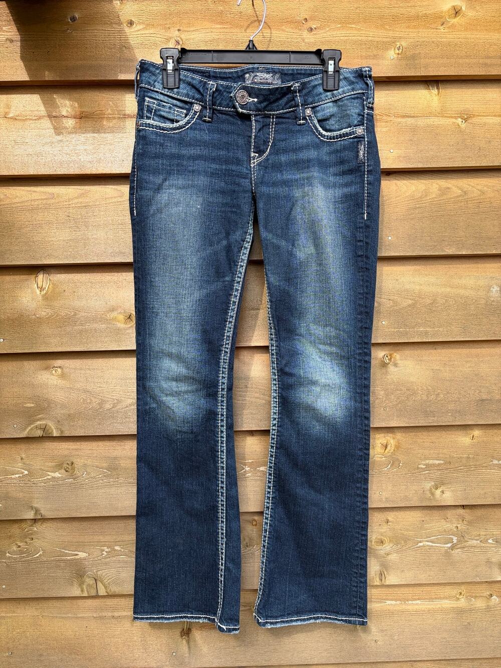 Silver Jeans stitched embellished low rise boot cut jeans